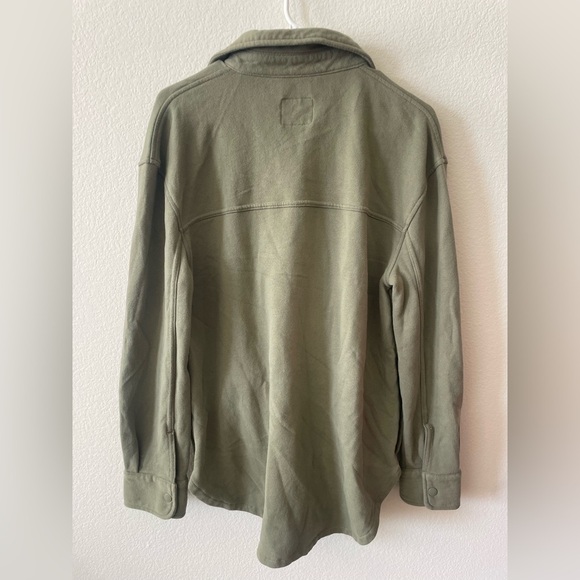 Abercrombie & fitch olive green fleece button down shirt jacket - Picture 3 of 4